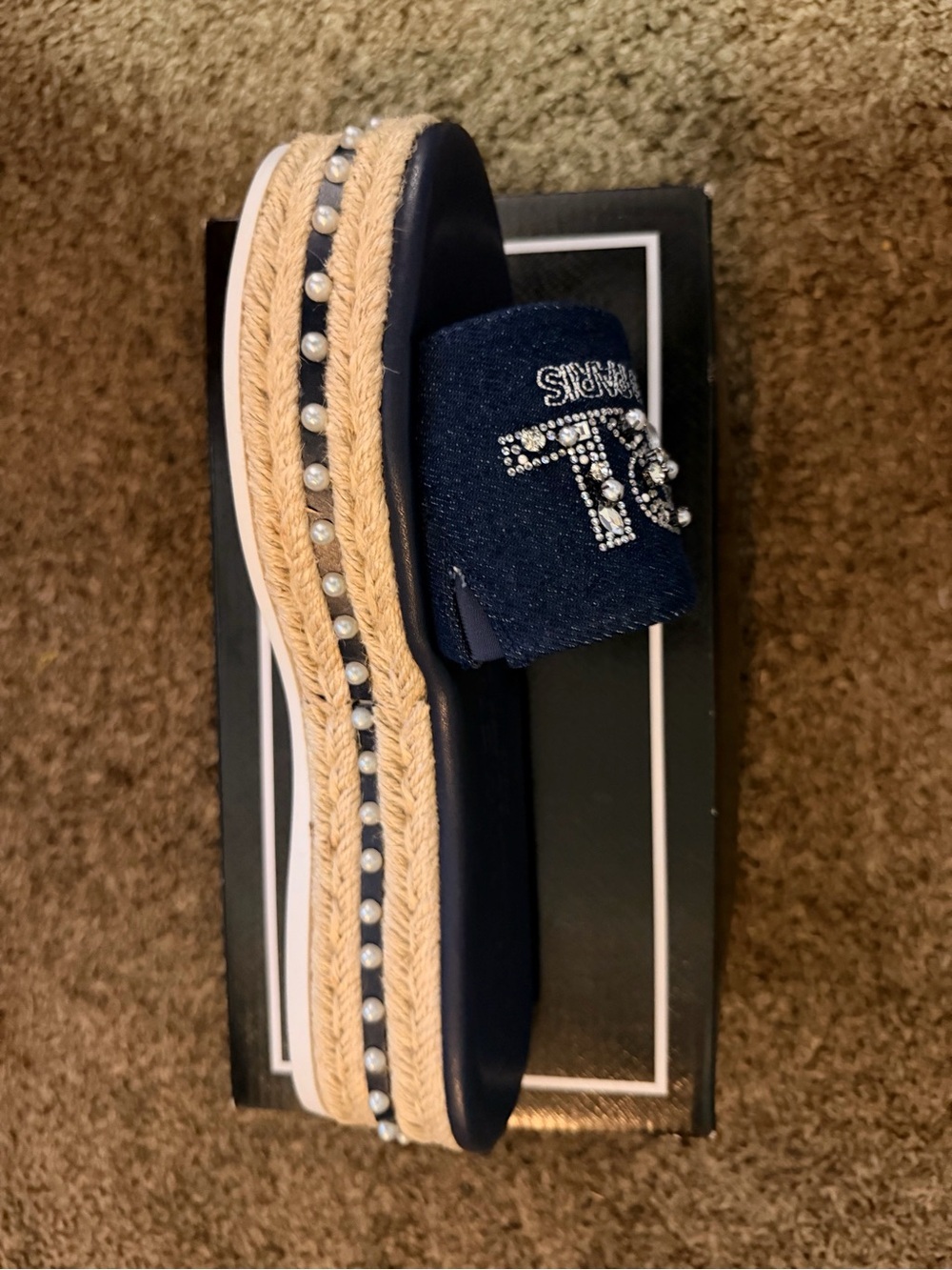 Karl Lagerfeld Denim Blue Slide Sandal - Picture 2 of 3